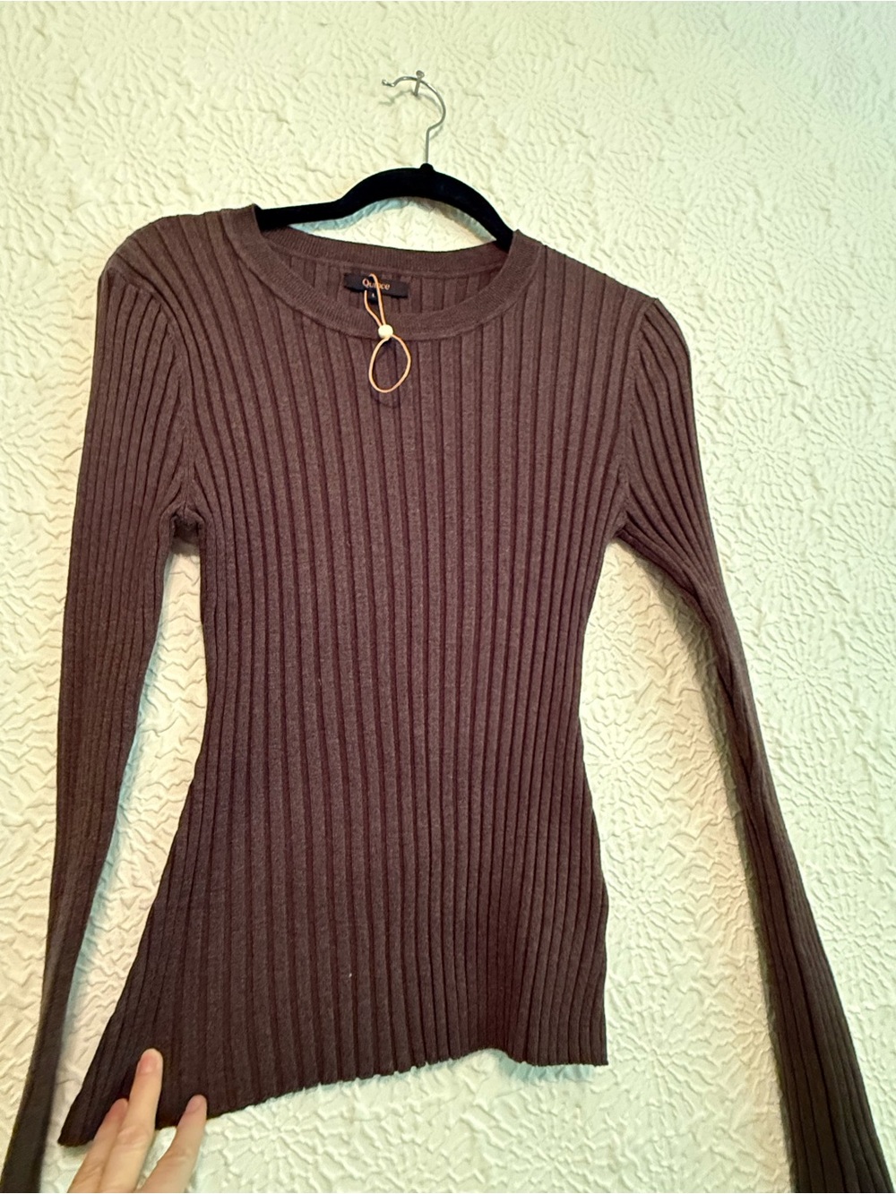 Quince Ribbed Cotton Cashmere Crewneck Sweater, Mocha Heather, Large - Picture 3 of 7